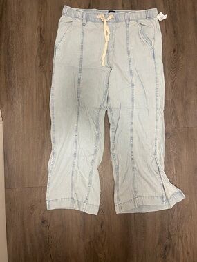 GAP Light Wash Wide Leg Pants with Drawstring